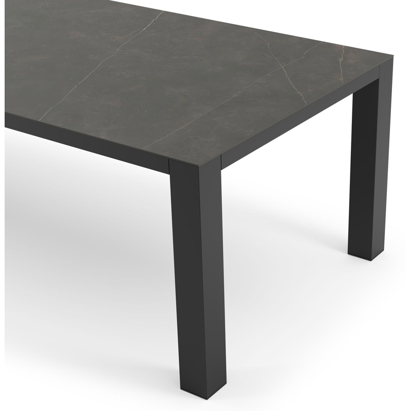 Nano tuintafel in zwart aluminium en volkeramiek calatorao - L 280 x B 110 x H 75 cm
