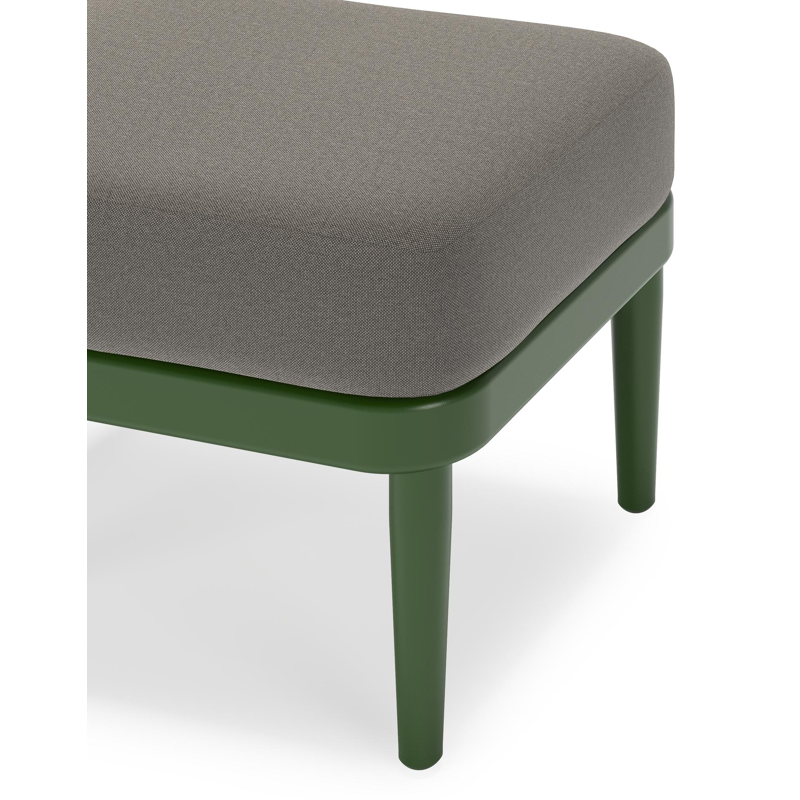 Orso poef in groen aluminium met Natte Dark Taupe all weather sunbrella® luxe kussen