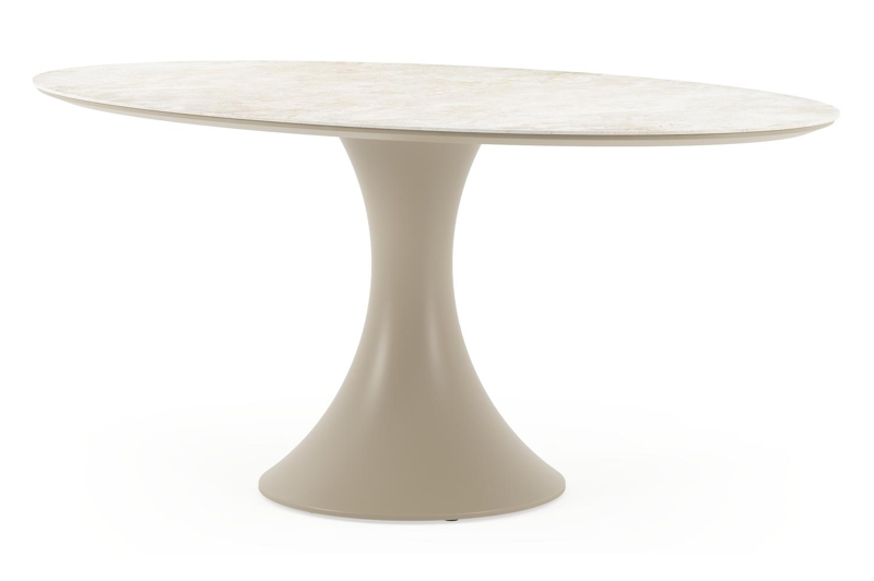 Fano tuintafel ovaal in beige aluminium en volkeramiek Rapolano L 180 x B 110 cm