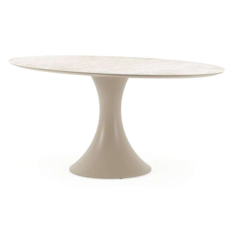 Fano tuintafel ovaal in beige aluminium en volkeramiek Rapolano L 180 x B 110 cm