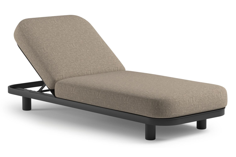 Donato verstelbaar ligbed in zwart aluminium met chartres pewter all weather Sunbrella® luxe kussen