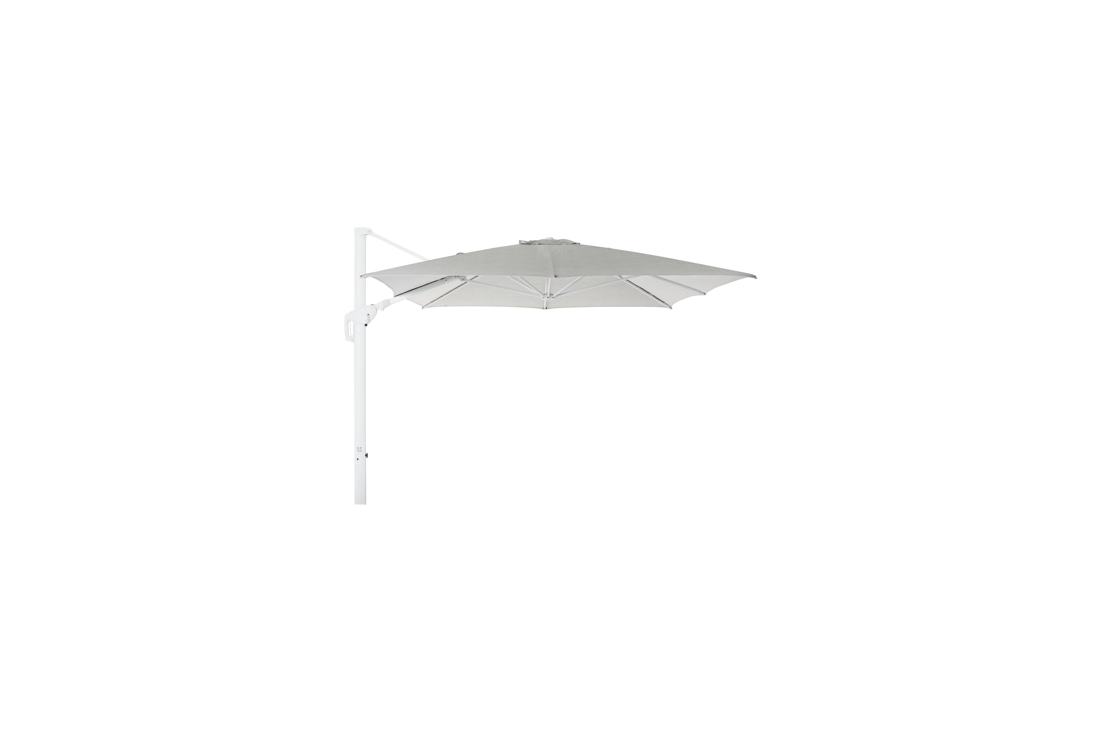 Minore zweefparasol met tiltfunctie in wit aluminium met savane nimbus all weather sunbrella® luxe parasoldoek - L1 400 x L2 300 cm (zonder voet)