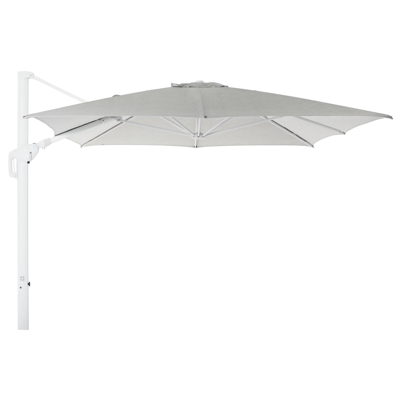 Minore zweefparasol met tiltfunctie in wit aluminium met savane nimbus all weather sunbrella® luxe parasoldoek - L1 400 x L2 300 cm (zonder voet)