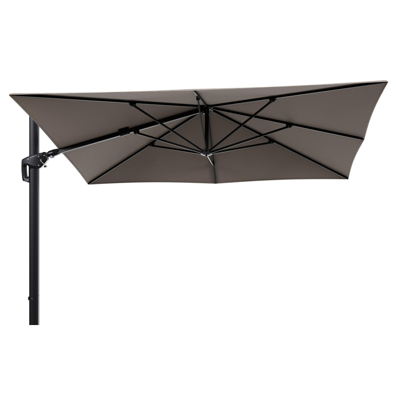 Minore zweefparasol tiltfunctie in zwart aluminium en parasoldoek in All Weather Solica Firenze Earth - L1 280 x L2: 370 cm (zonder voet)