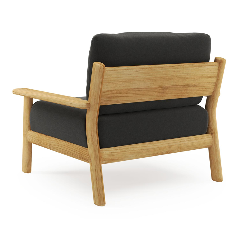 Amaro loungestoel in teak met natte sooty all weather sunbrella® luxe kussen