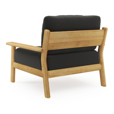 Amaro loungestoel in teak met natte sooty all weather sunbrella® luxe kussen
