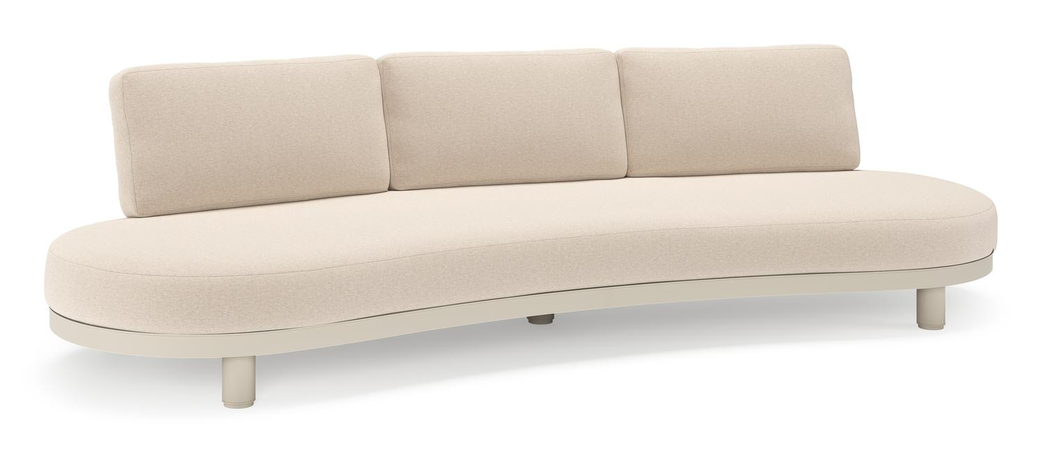 Donato loungebank in beige aluminium met all weather sunbrella® luxe Heritage Ash kussen
