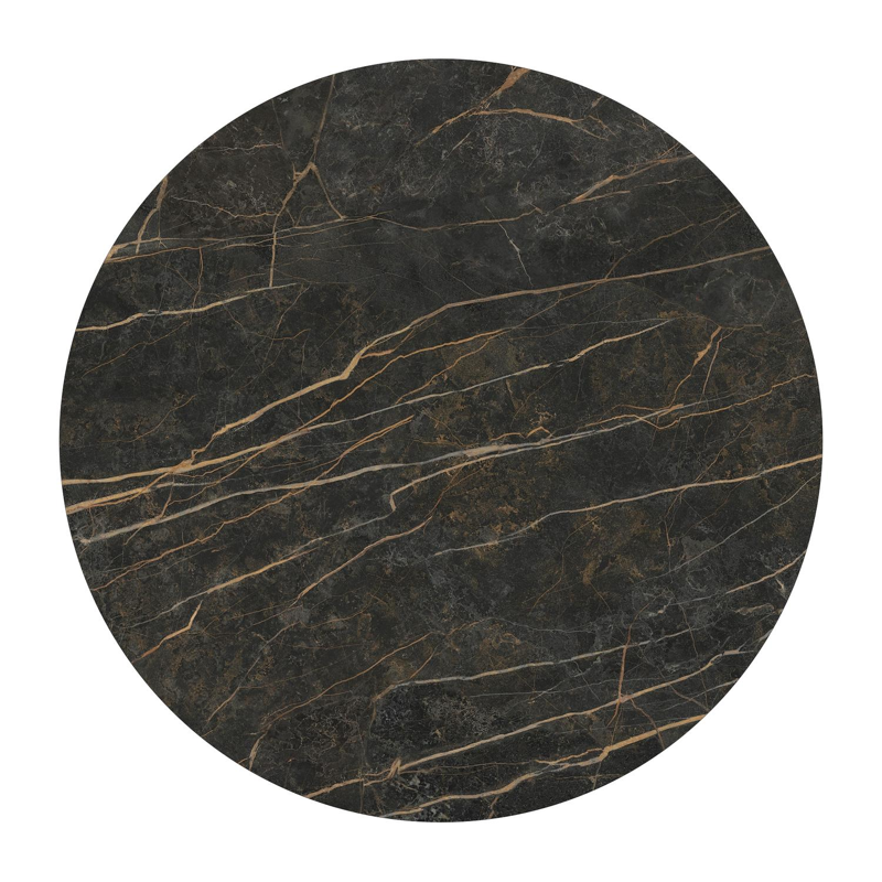 Table de jardin Fano ronde en aluminium beige et céramique pleine Black Obsession - Diam. 110 x Haut. 75 cm