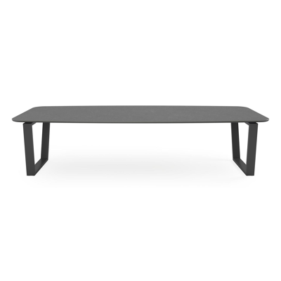 Pagino tuintafel in zwart aluminium en volkeramiek pierre bleue - L 315 x B 115 x H 74 cm