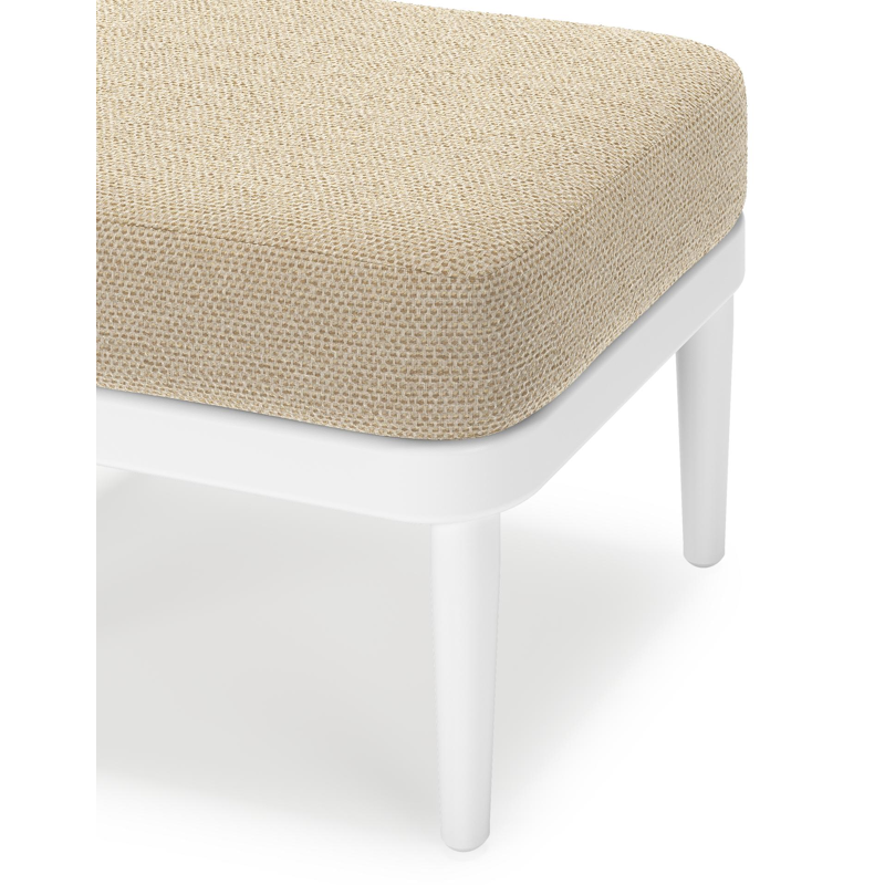 Orso poef in wit aluminium met Althea Camel all weather cosytica kussen