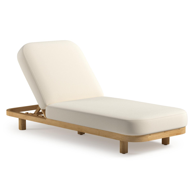 Donato verstelbaar ligbed in teak met All Weather Sunbrella® luxe natte white kussen