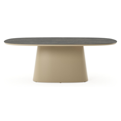 Amico tuintafel bombo xl in beige aluminium en volkeramiek Black Obsession - L 210 x B 148 x H 73.5 cm