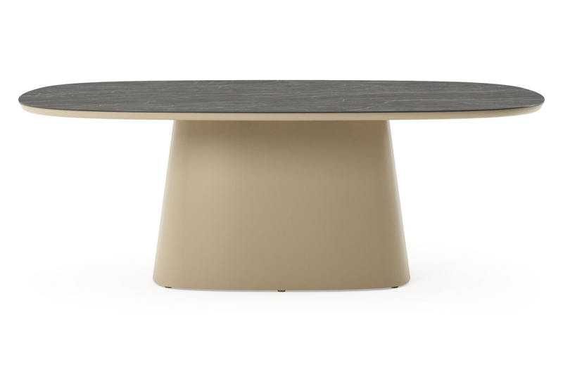 Amico tuintafel bombo xl in beige aluminium en volkeramiek Black Obsession - L 210 x B 148 x H 73.5 cm