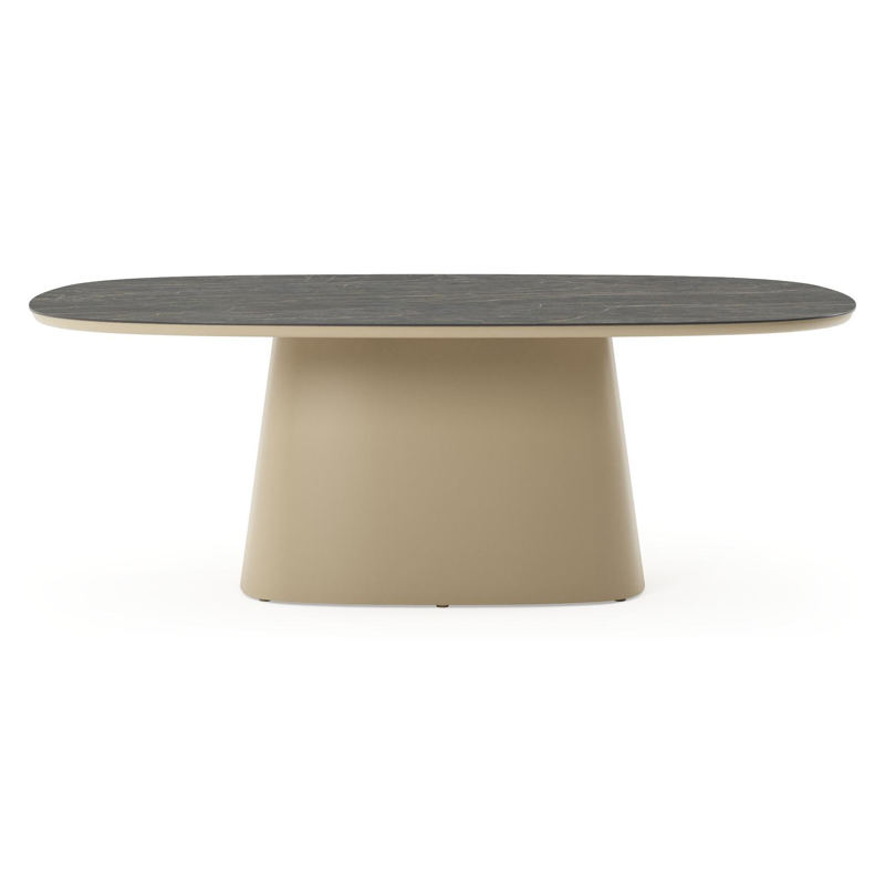 Amico tuintafel bombo xl in beige aluminium en volkeramiek Black Obsession - L 210 x B 148 x H 73.5 cm