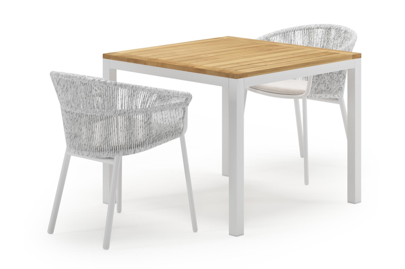 Feltro tuinset in wit aluminium en teak Natural Finish met 2 Matera tuinstoelen
