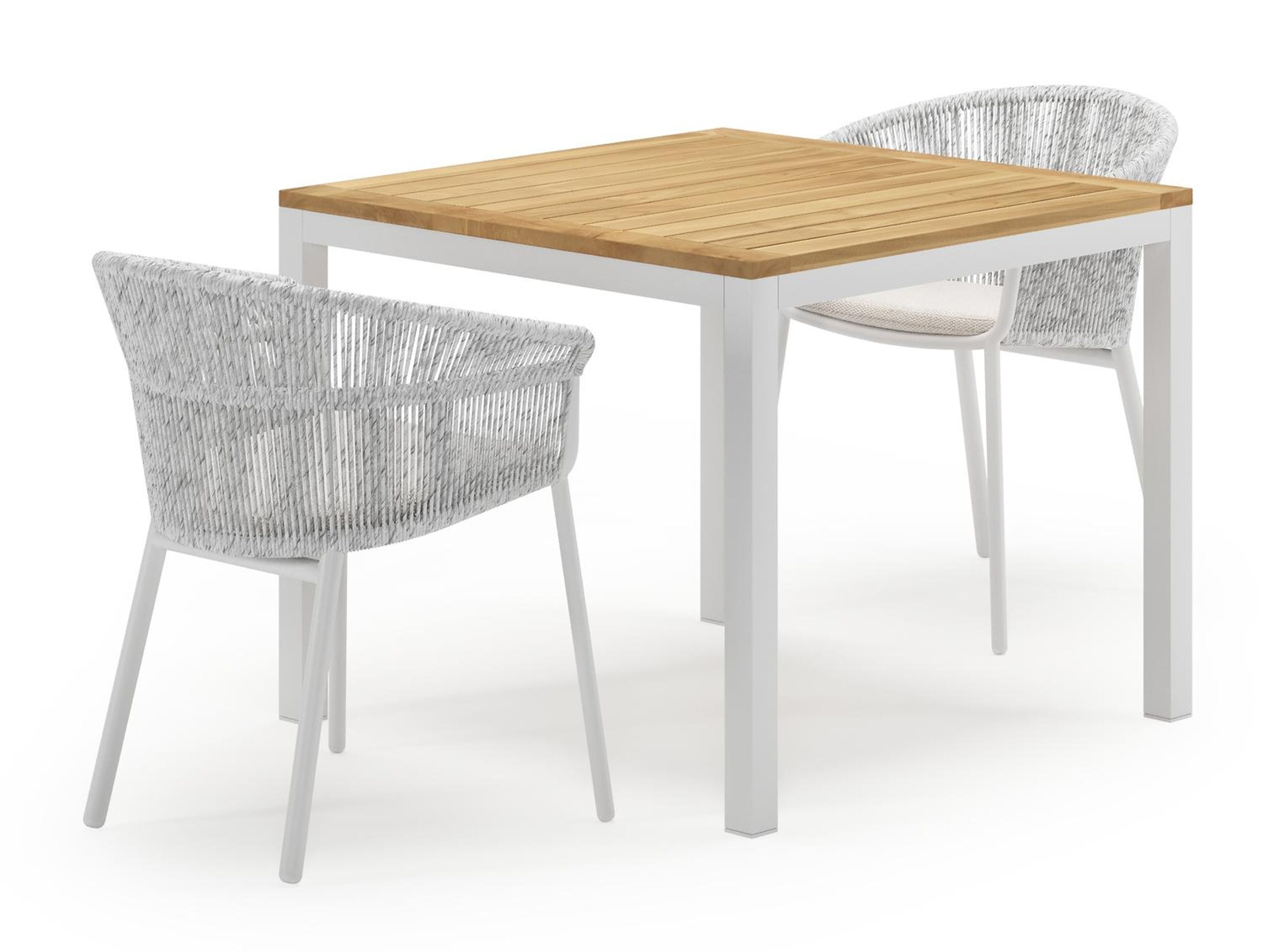 Feltro tuinset in wit aluminium en teak Natural Finish met 2 Matera tuinstoelen