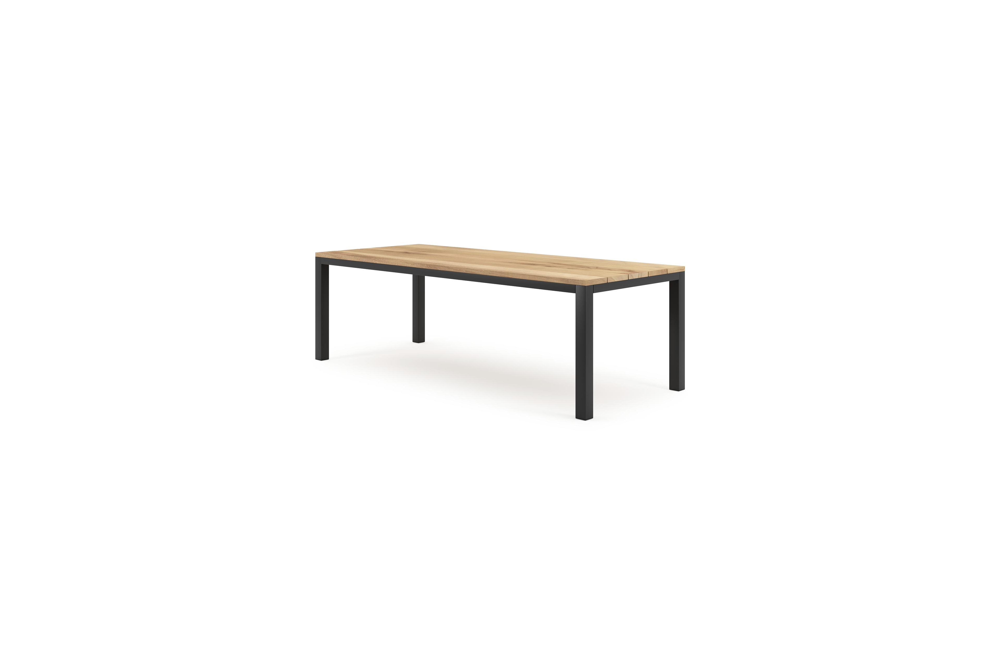 Como tuintafel in zwart aluminium en teak - L 240 x B 100 x H 75 cm