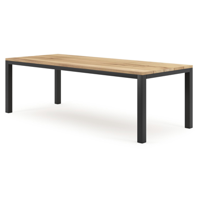 Como tuintafel in zwart aluminium en teak - L 240 x B 100 x H 75 cm