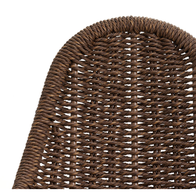 Tabouret de bar Pagino en aluminium blanc et résine tressée ronde brun avec coussin en lopi marble all weather sunbrella® luxe