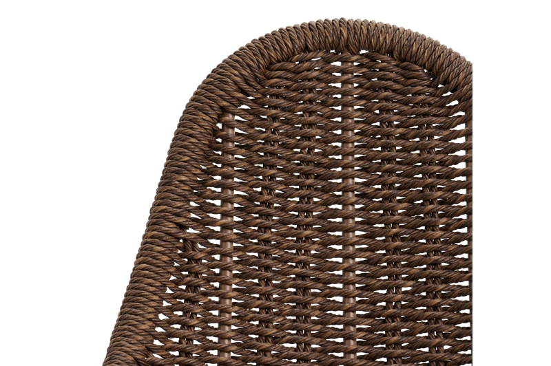 Pagino barstoel in wit aluminium en bruin ronde wicker met kussen in lopi marble all weather sunbrella® luxe