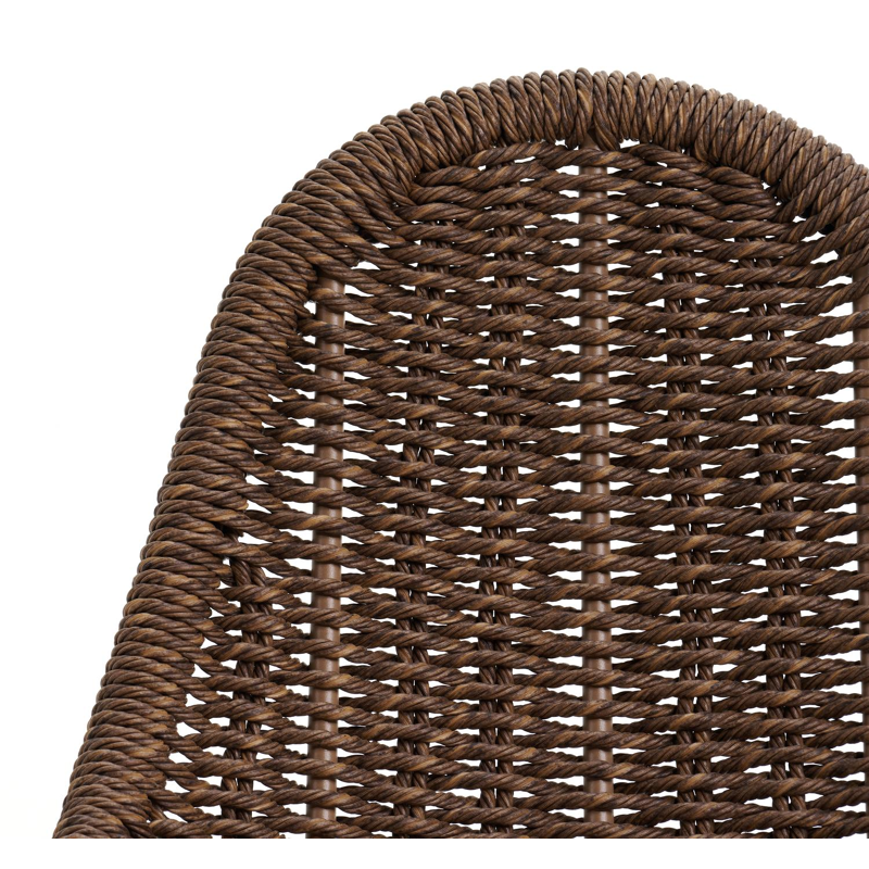 Pagino barstoel in wit aluminium en bruin ronde wicker met kussen in lopi marble all weather sunbrella® luxe