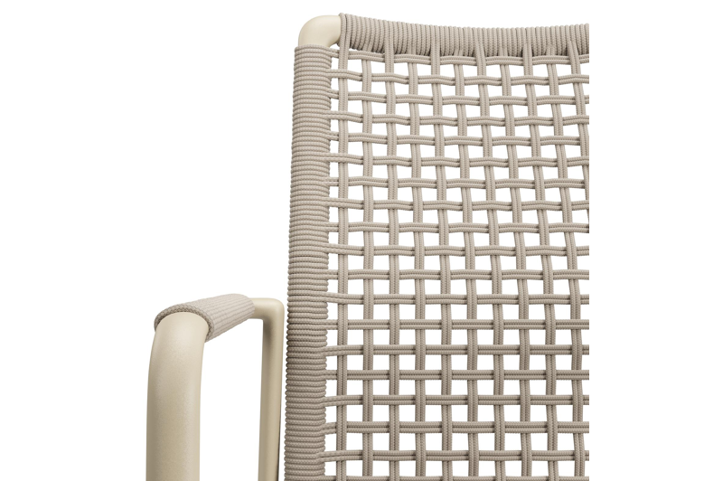 Como stapelbare tuinmeubelen in beige aluminium en beige vierkant geweven ronde rope