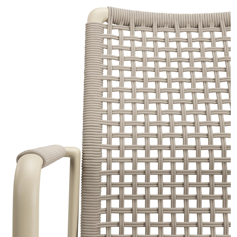 Como stapelbare tuinmeubelen in beige aluminium en beige vierkant geweven ronde rope