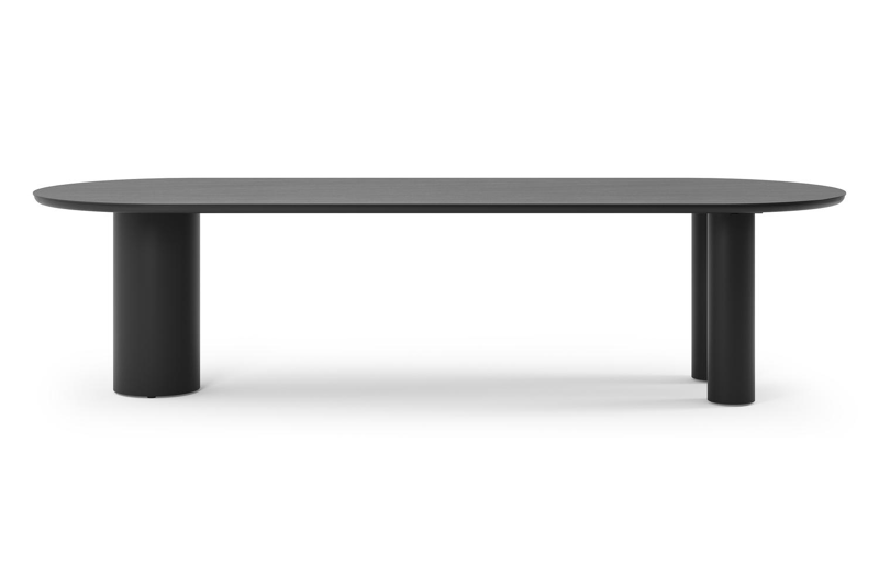 Organo tuintafel ovaal in zwart aluminium en volkeramiek  basalt black - L 300 x B 110 x H 74 cm