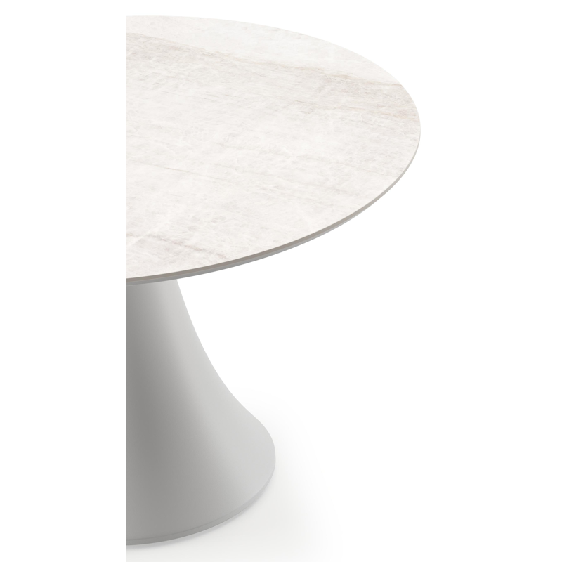Fano loungetafel rond in wit aluminium en volkeramiek Taj Mahal - Dia. 80 x H 55 cm