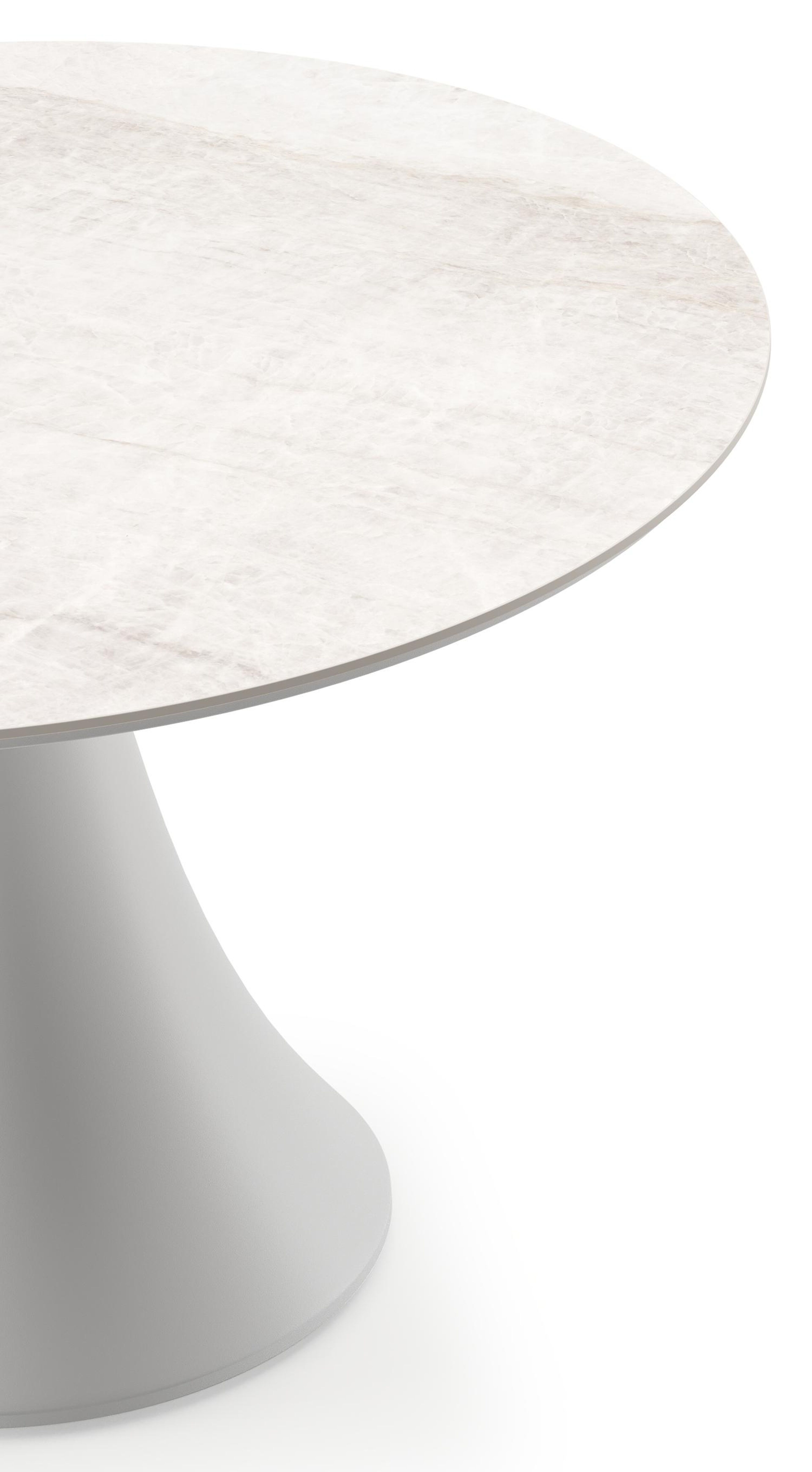 Fano loungetafel rond in wit aluminium en volkeramiek Taj Mahal - Dia. 80 x H 55 cm