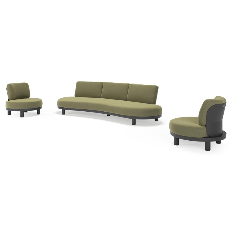 Donato loungeset in zwart aluminium met all weather sunbrella® luxe Heritage Leaf kussen