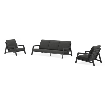 Zen'so loungeset in zwart aluminium met chartres sooty all weather sunbrella® luxe kussens