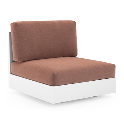 Fauteuil de jardin Como en aluminium blanc et coussins en all weather sunbrella® luxe savane rust
