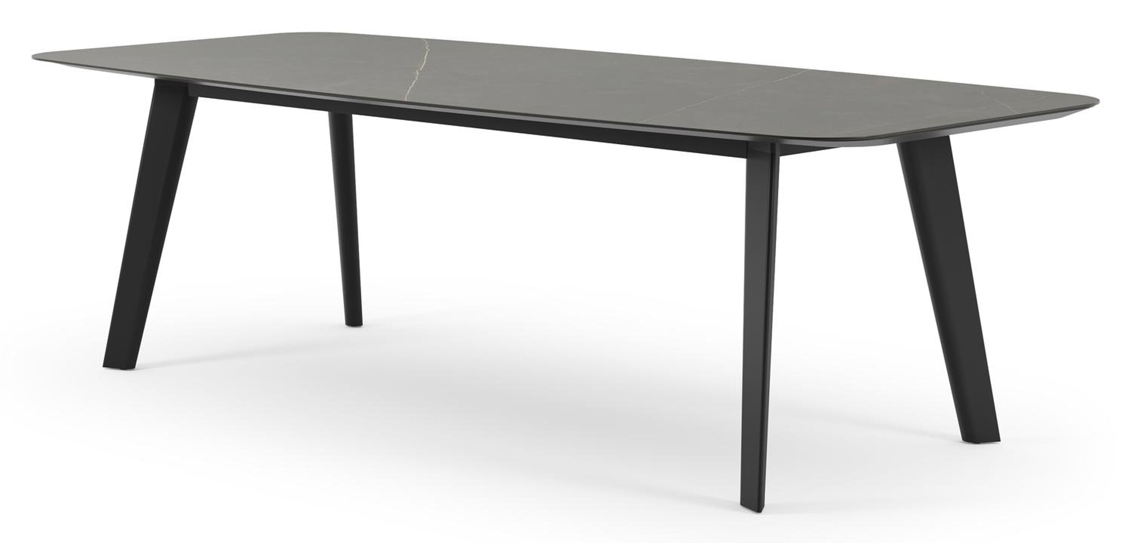 Lacrima tuintafel in zwart aluminium en volkeramiek calatorao - L 255 x B 115 x H 74 cm