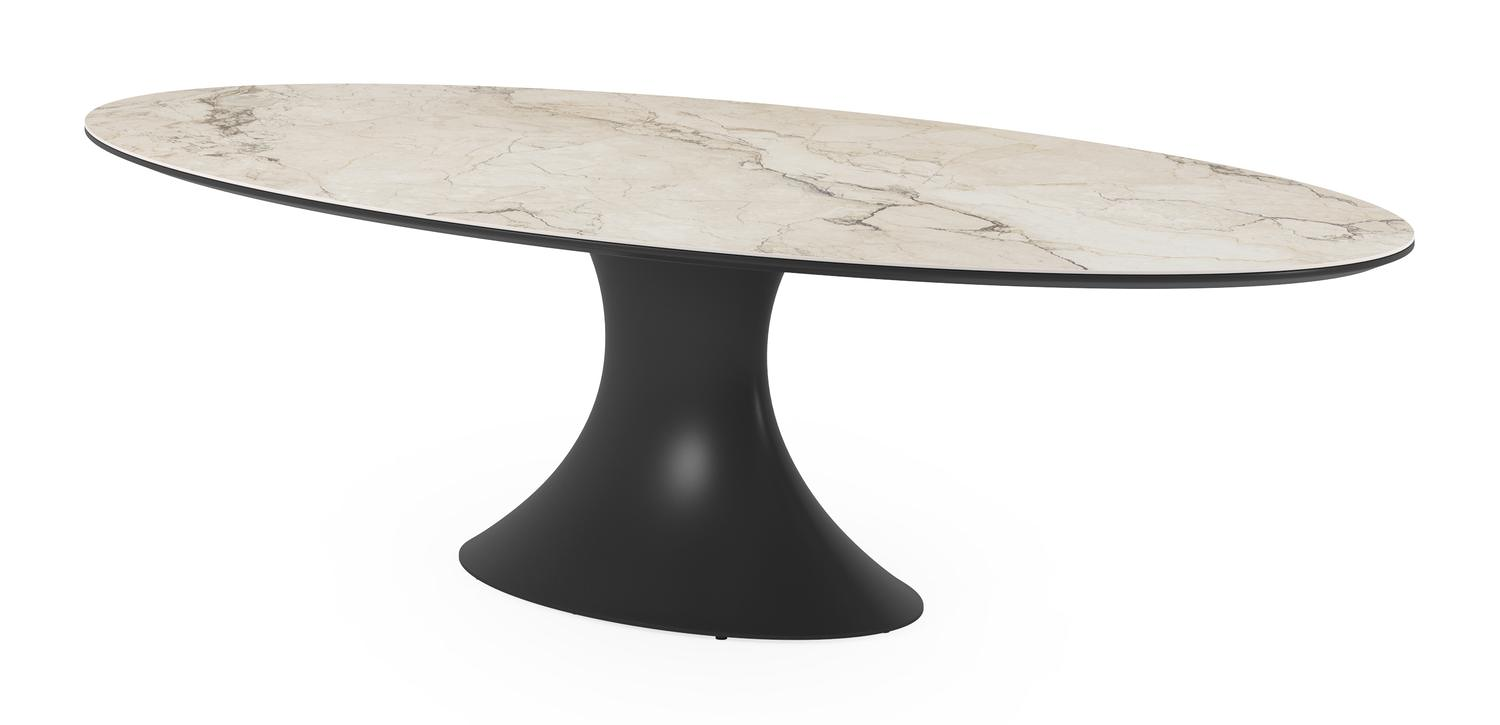 Fano tuintafel ovaal in zwart aluminium en volkeramiek colorado dunes - L 288 x B 148 x H 75 cm