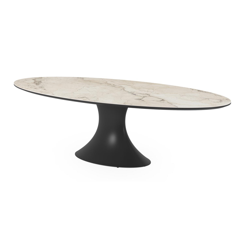 Fano tuintafel ovaal in zwart aluminium en volkeramiek colorado dunes - L 288 x B 148 x H 75 cm