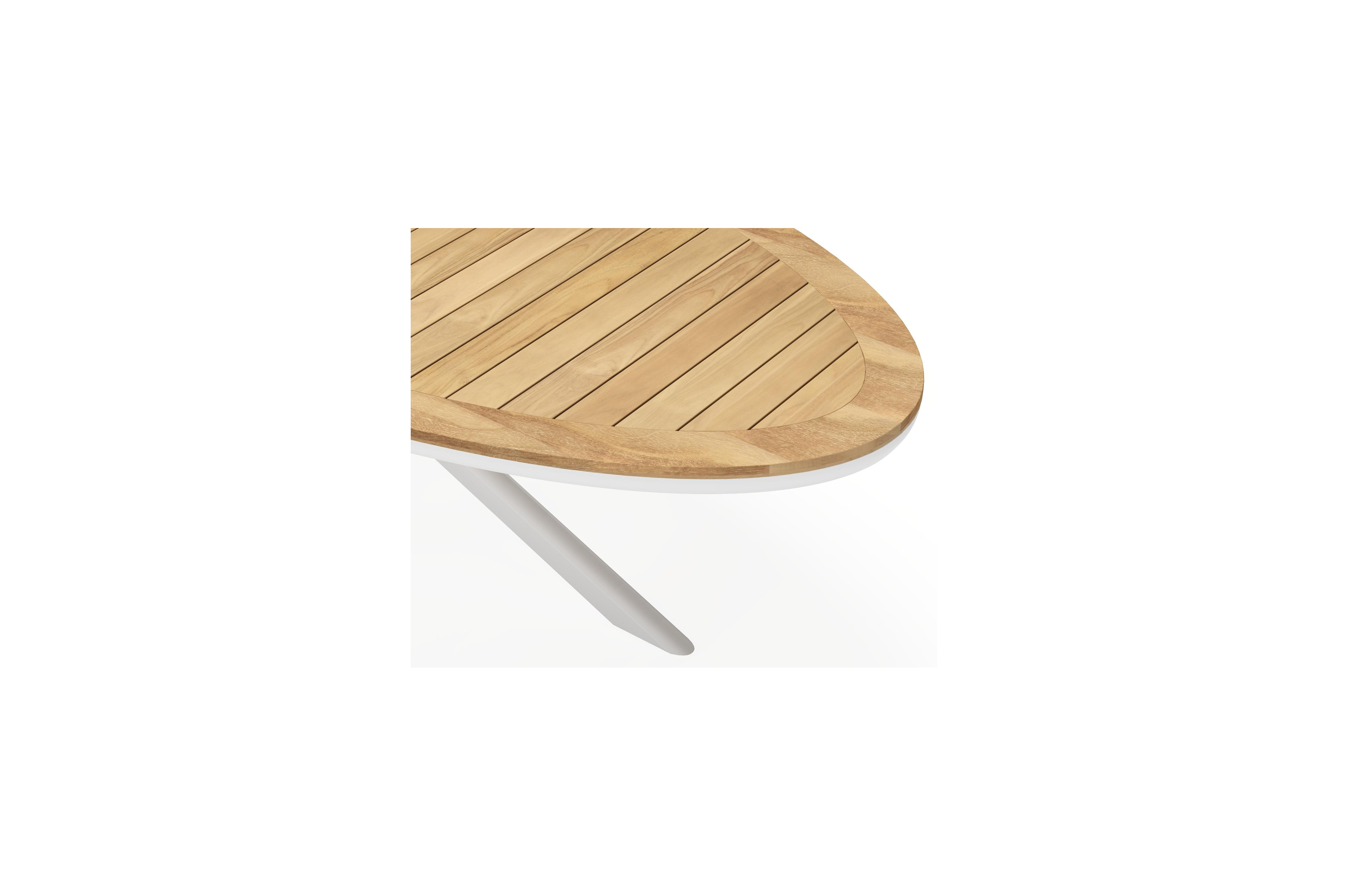 Pamplona ovale tuinset in wit aluminium en teak natural finish met 8 Zamora tuinstoelen