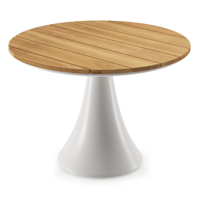 Fano loungetafel in wit aluminium en teak  - Dia. 85 x H 55 cm