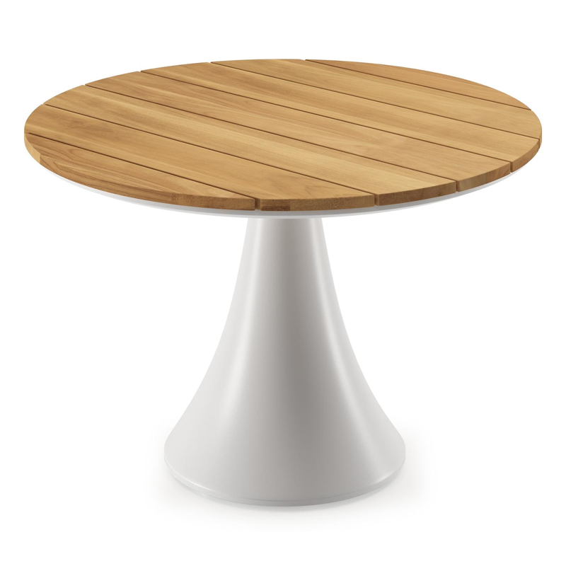 Fano loungetafel in wit aluminium en teak  - Dia. 85 x H 55 cm
