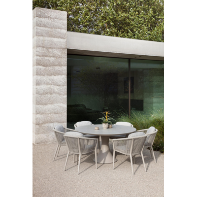 Fano tuintafel rond in beige aluminium en volkeramiek Shilin Dia. 148 x H 75 cm x H 75 cm