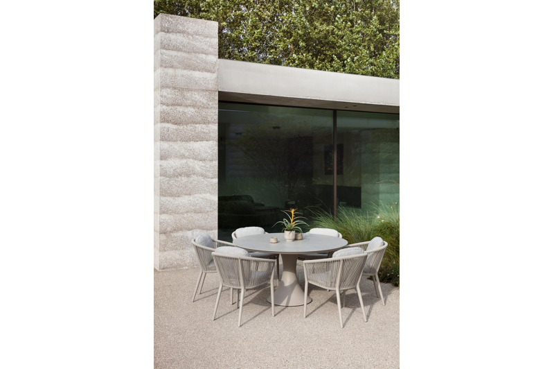 Fano tuintafel rond in beige aluminium en volkeramiek Shilin Dia. 148 x H 75 cm