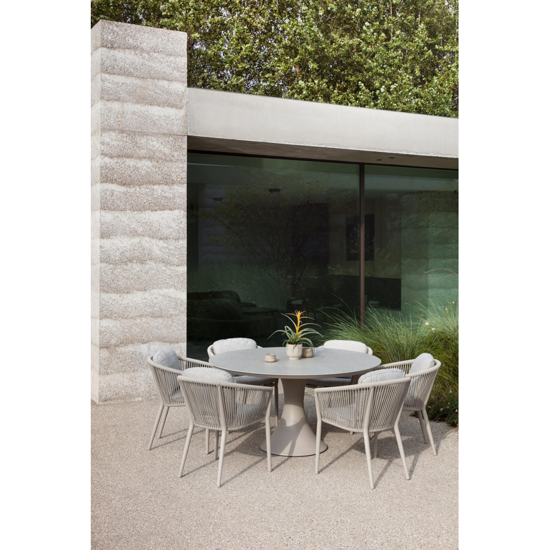 Fano tuintafel rond in beige aluminium en volkeramiek Shilin Dia. 148 x H 75 cm x H 75 cm