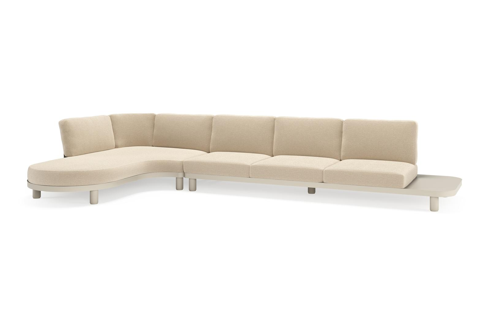 Donato loungehoek in beige aluminium met althea chalk all weather cosytica kussen