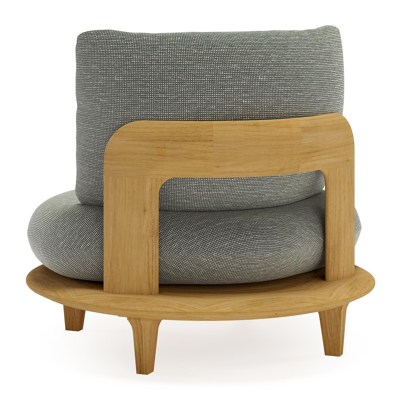 Bomero loungestoel in teak met slow fern all weather sunbrella® luxe kussen