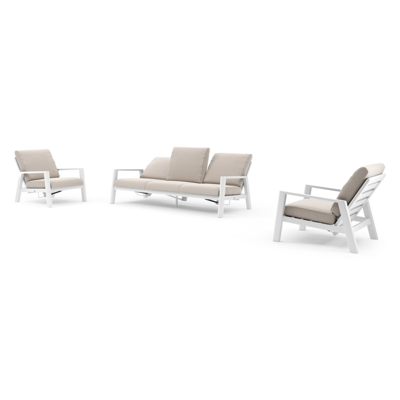 Cirello loungeset in wit aluminium met slow farafra all weather sunbrella® luxe kussen