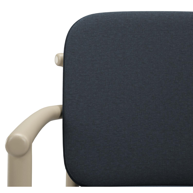 Bono stapelbare tuinstoel in beige aluminium met stoelkussen in All Weather Sunbrella® Luxe Heritage Indigo