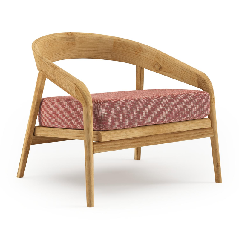 Lacrima loungestoel in teak met slow alezan all weather Sunbrella® luxe kussen