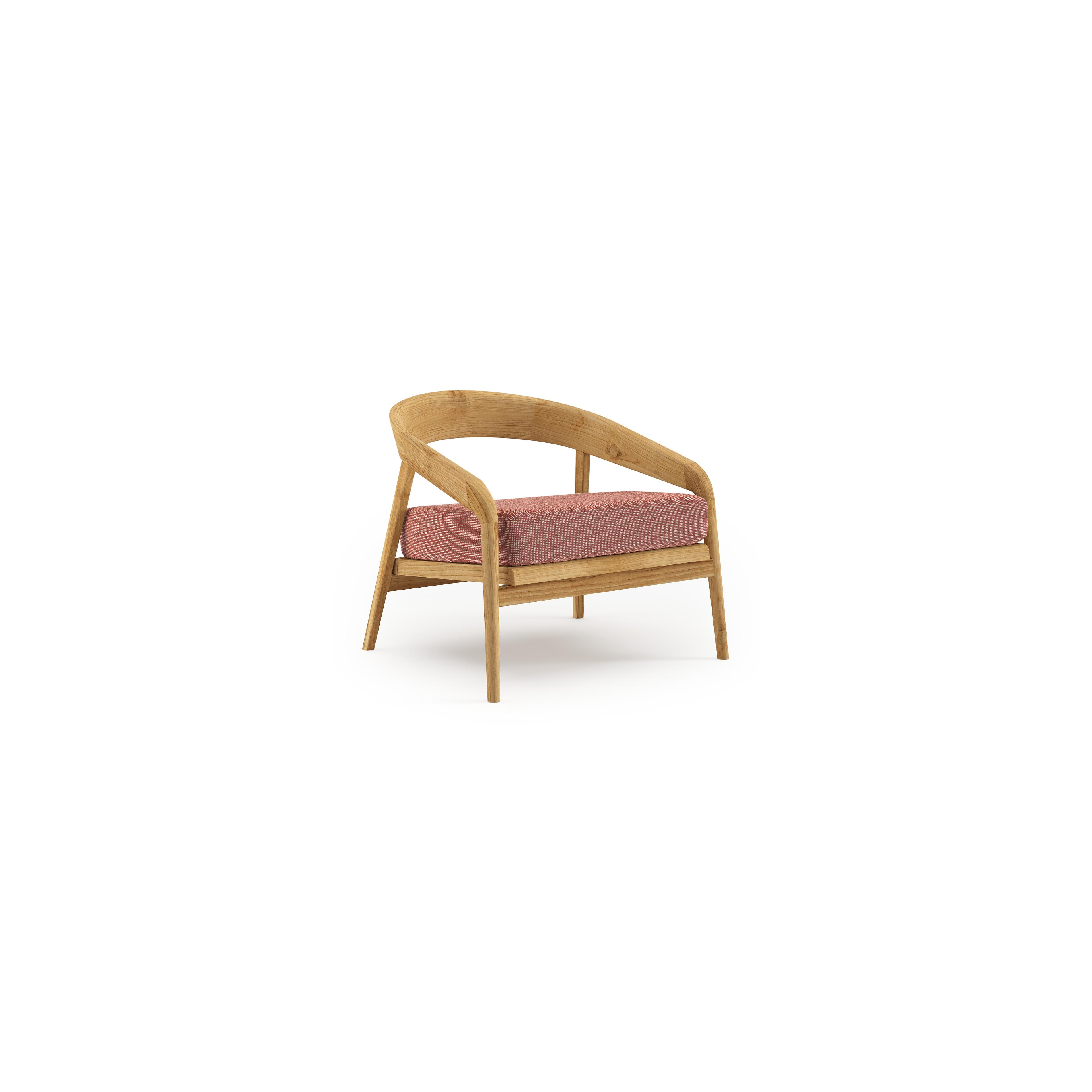 Lacrima loungestoel in teak met slow alezan all weather Sunbrella® luxe kussen