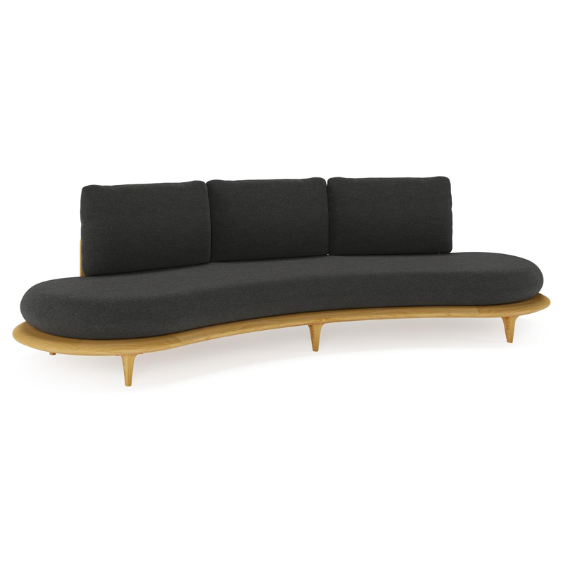 Bomero loungebank in teak met chartres sooty all weather sunbrella® luxe kussen