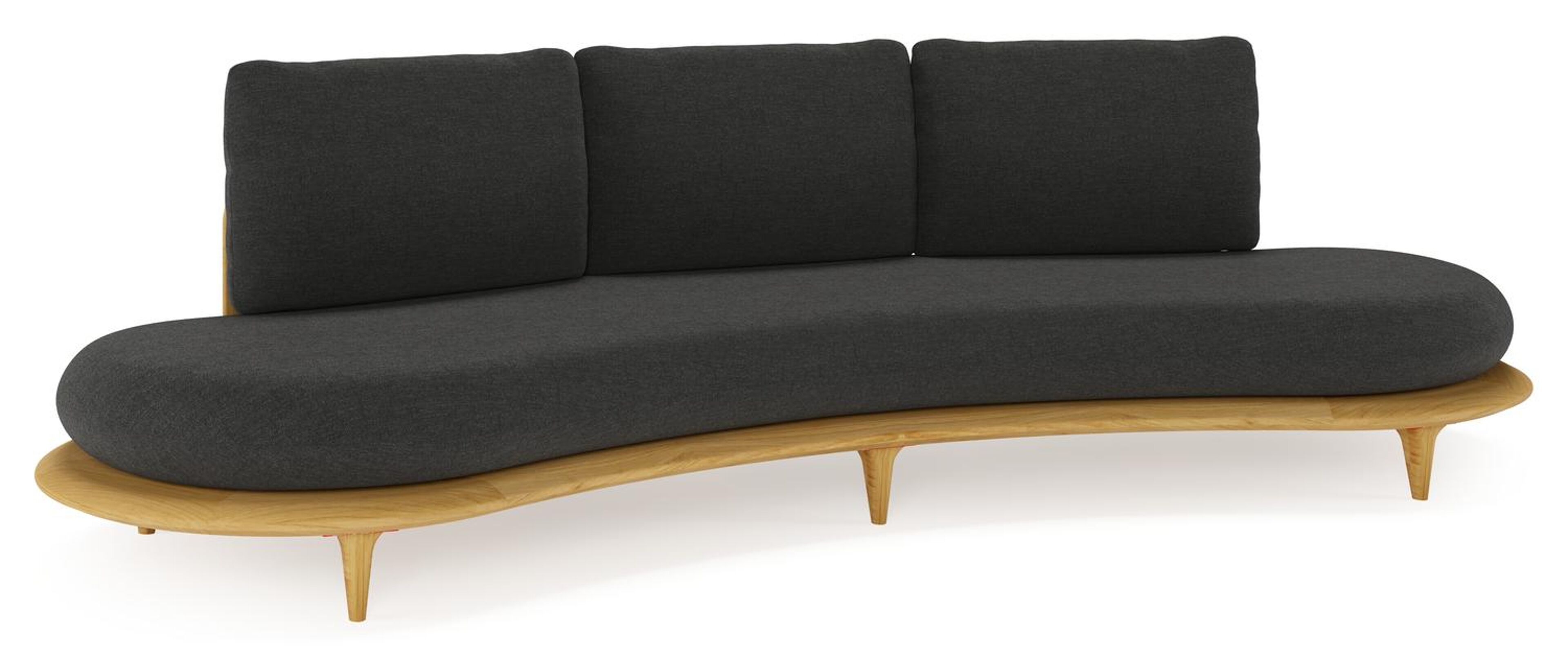 Bomero loungebank in teak met chartres sooty all weather sunbrella® luxe kussen